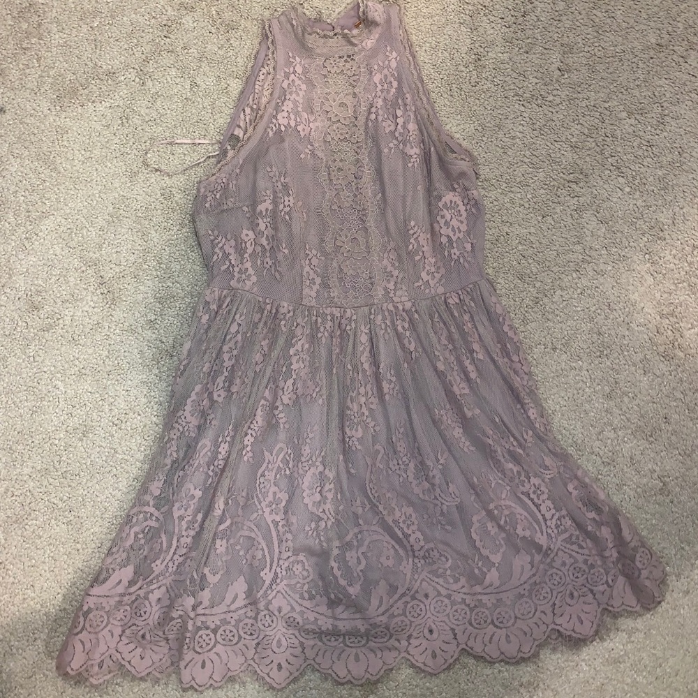 Lavender high neck lace free people fit and flare